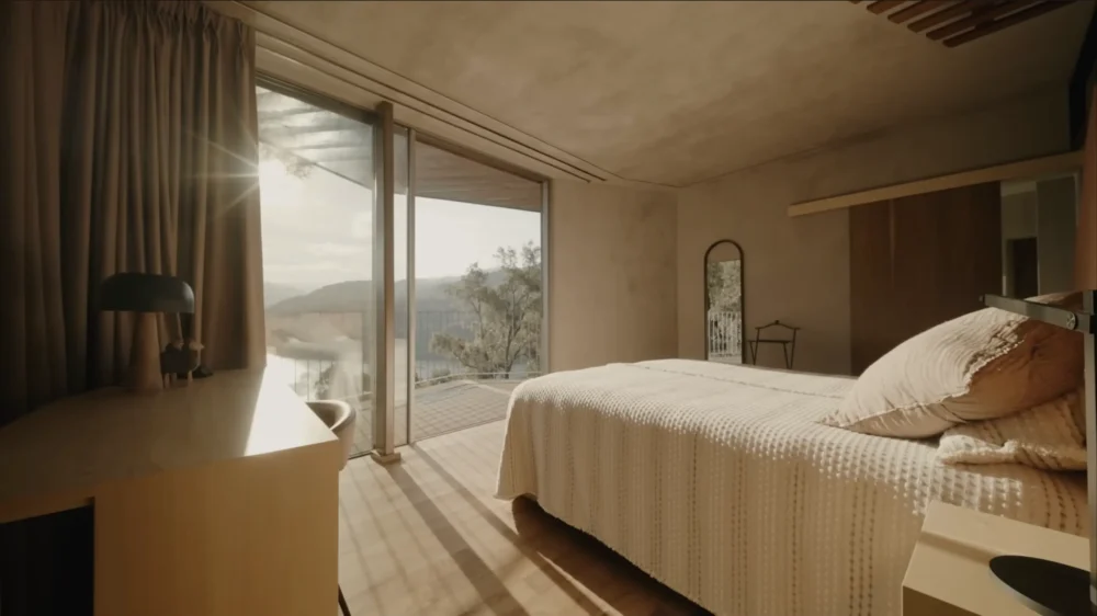 douro wood house bedroom at winter, architecture by mjarc architects