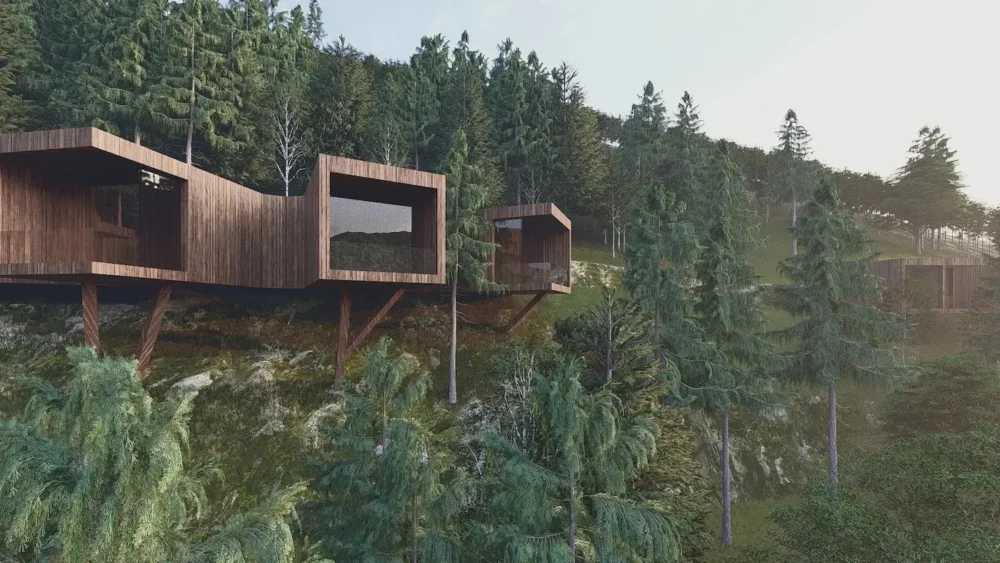 yuj eco resort com pormenor nas cabanas de madeira
