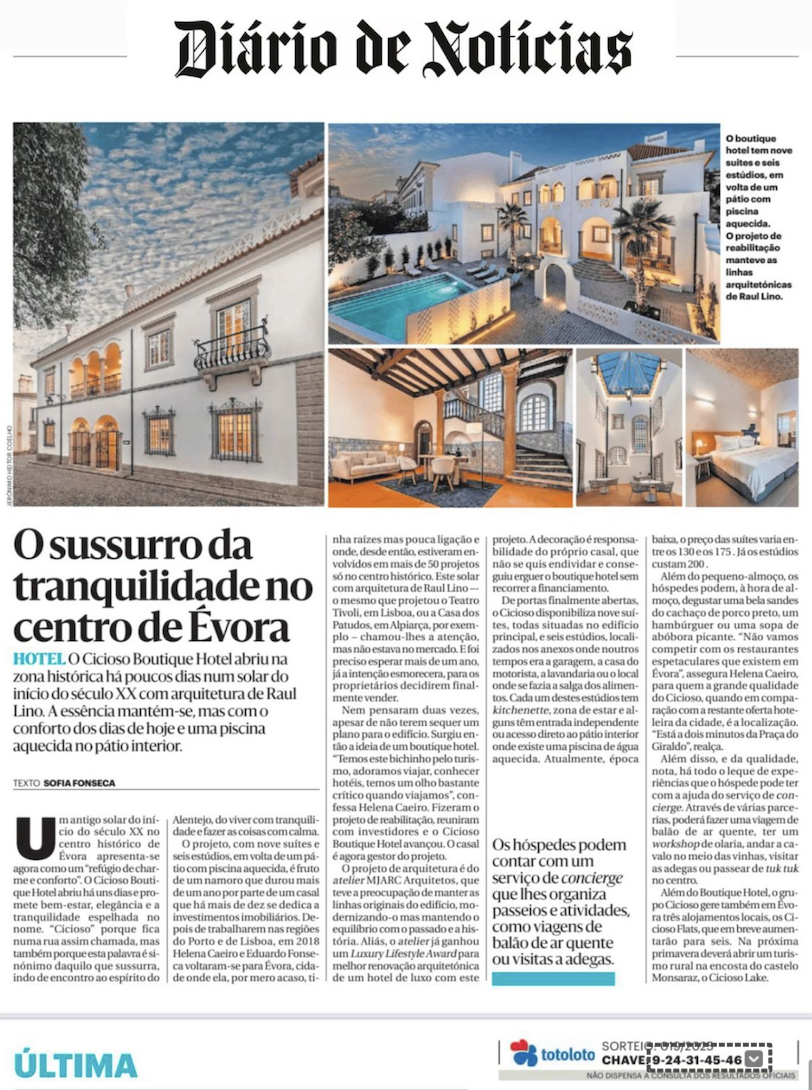 Diário Noticias – Cicioso Boutique Hotel
