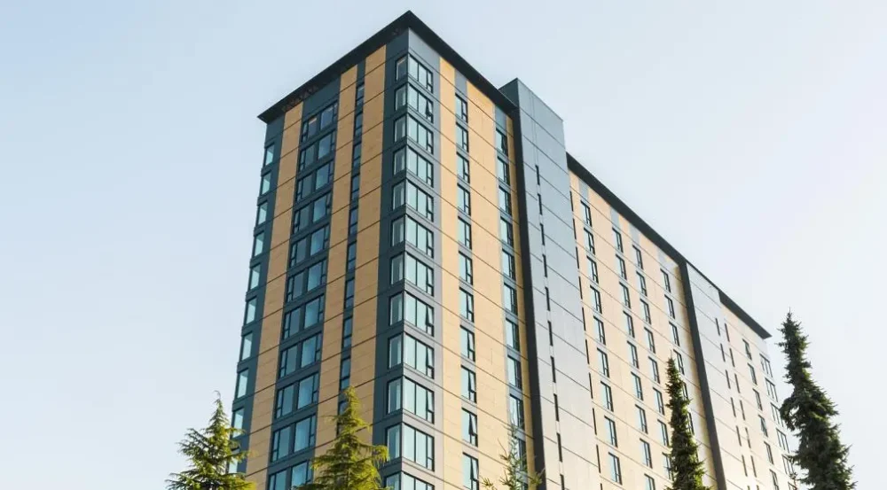 Brock Commons Tallwood House, a student residence in Vancouver, Canada, with a hybrid CLT structure
